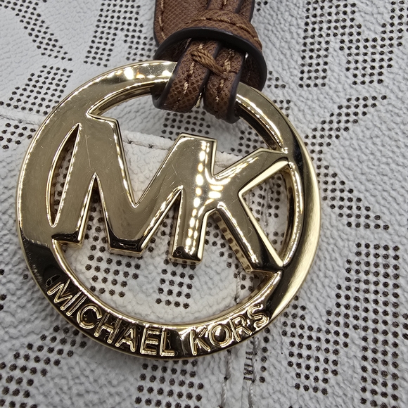 Michael Kors White and Brown Tote Bag - Picture 13 of 16